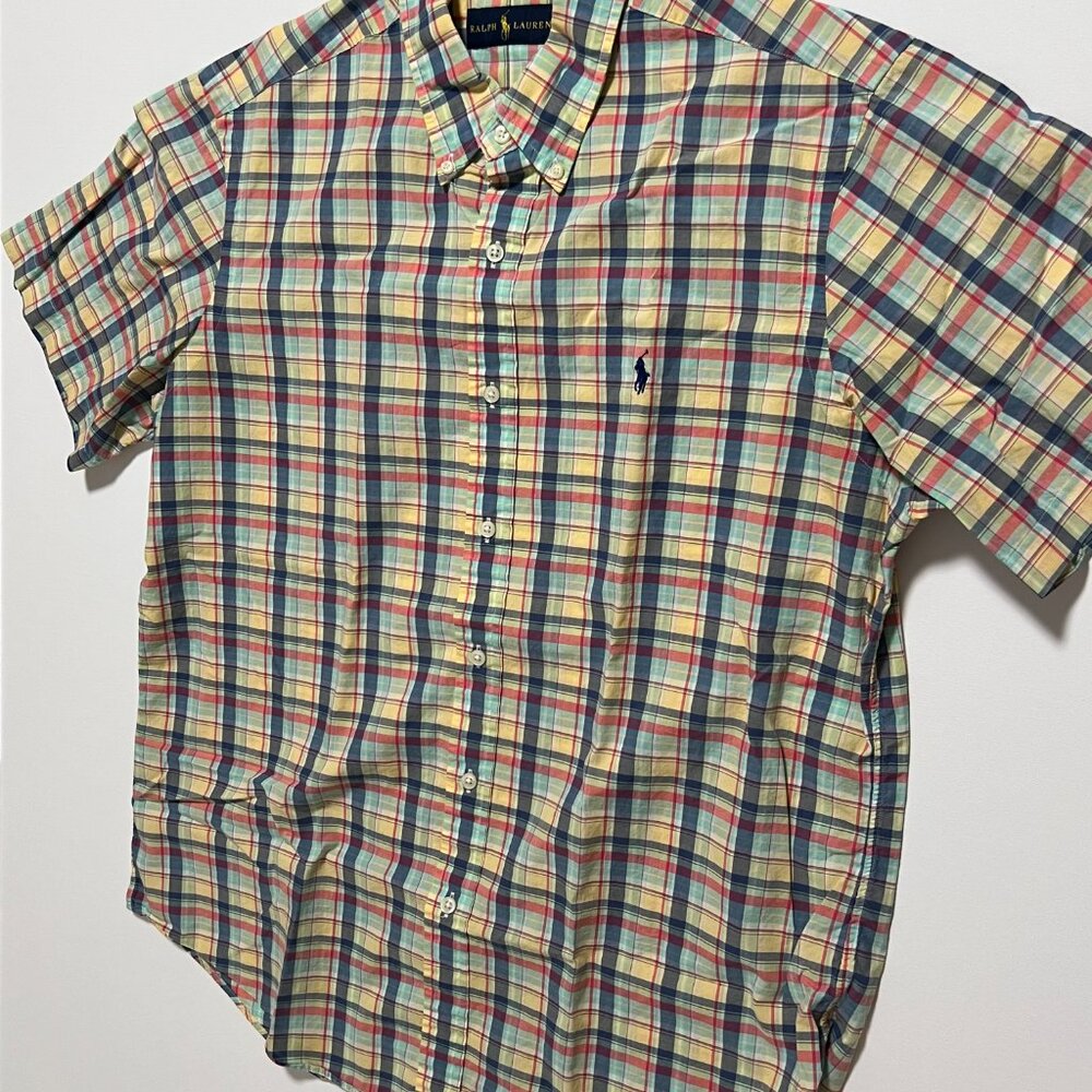 Ralph Lauren Shirt Short Sleeve Button Down Preppy Casual Men's size Large